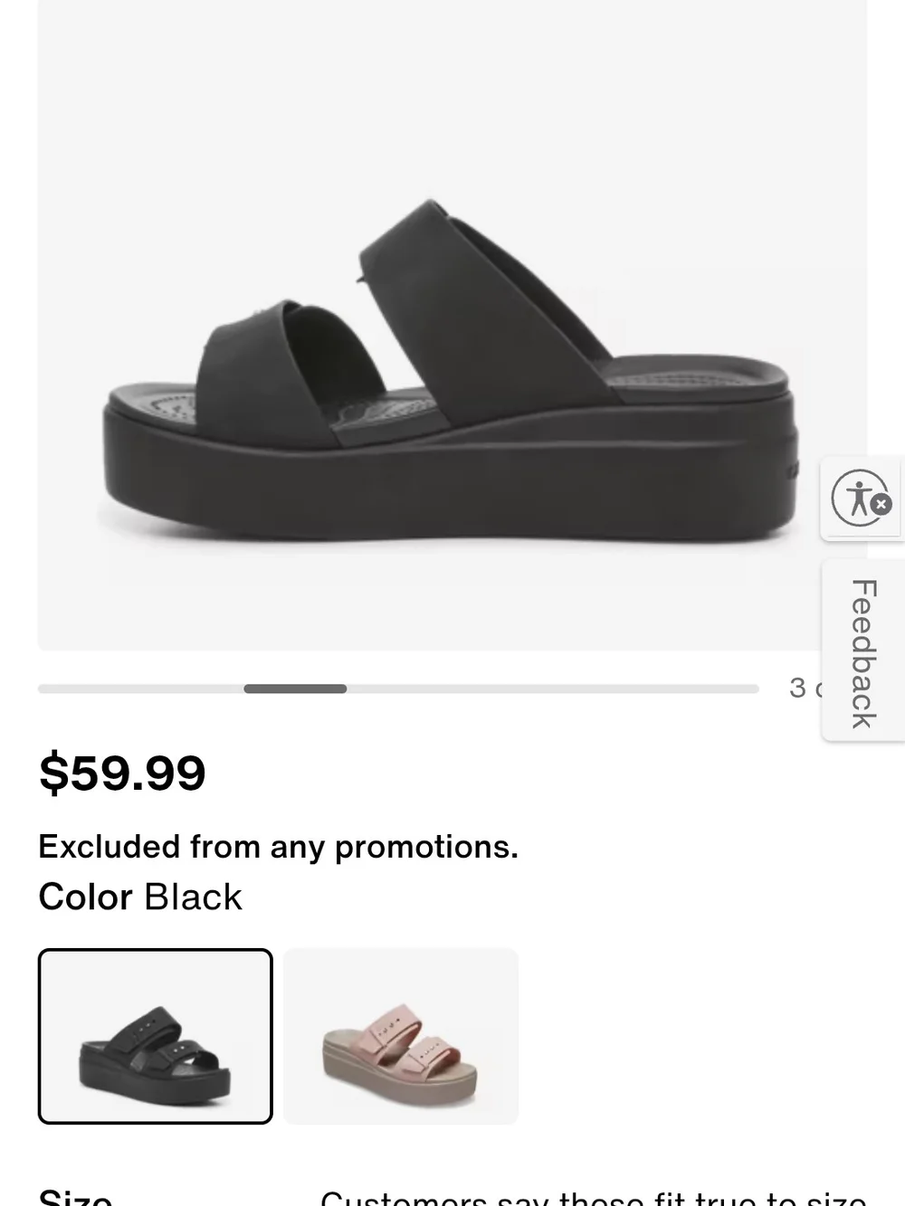 CROCS Black Double-Strap Slide Platform Wedge Sandals with Buckle Accents